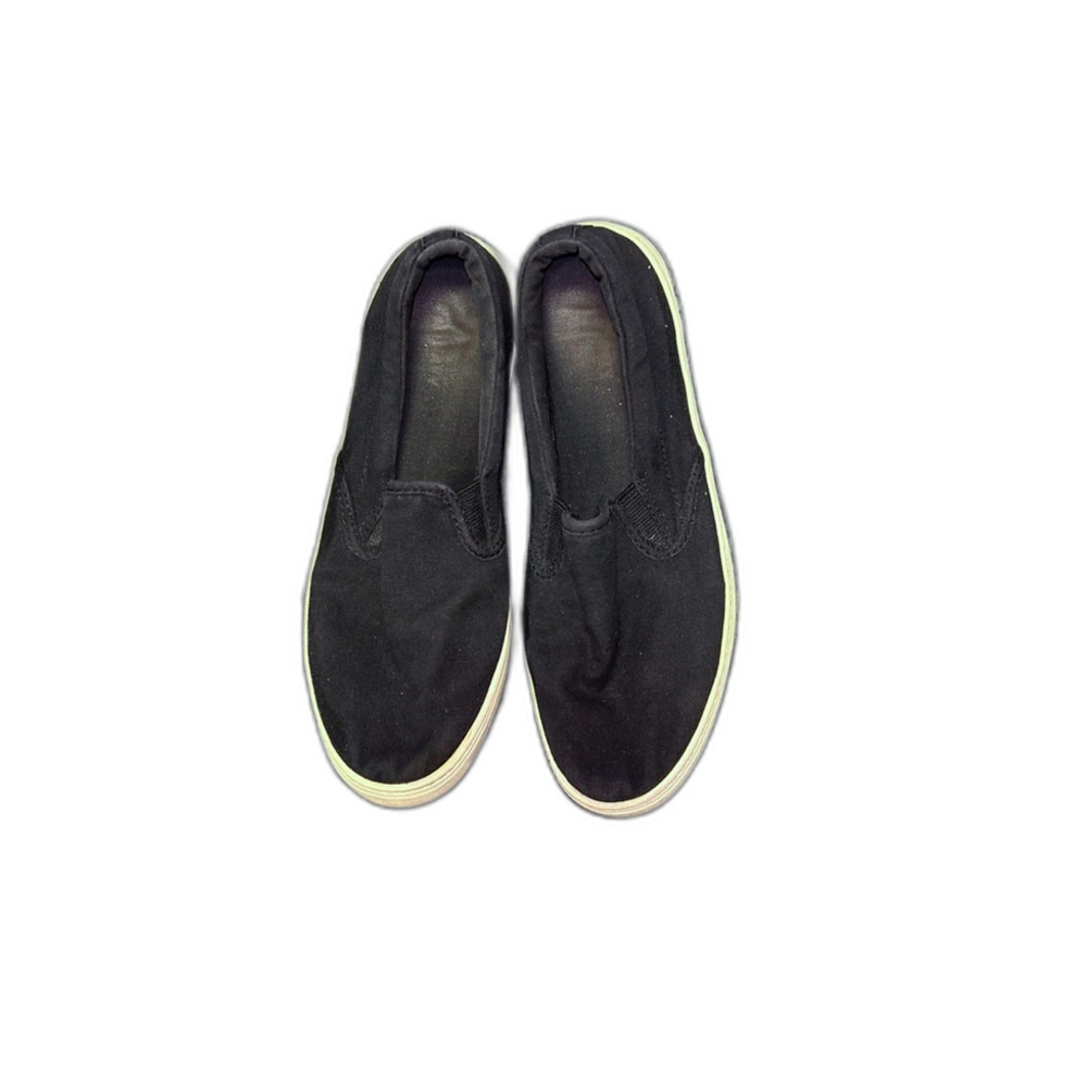 1984 Black Canvas Slip-On Shoes, Size 7 - Picture 2 of 6